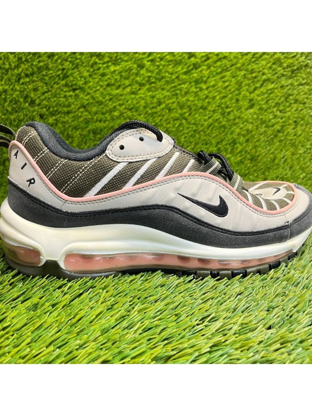 Nike Air Max 98 Womens Size 7.5 Green Black Pink Athletic Running Shoes Sneakers
